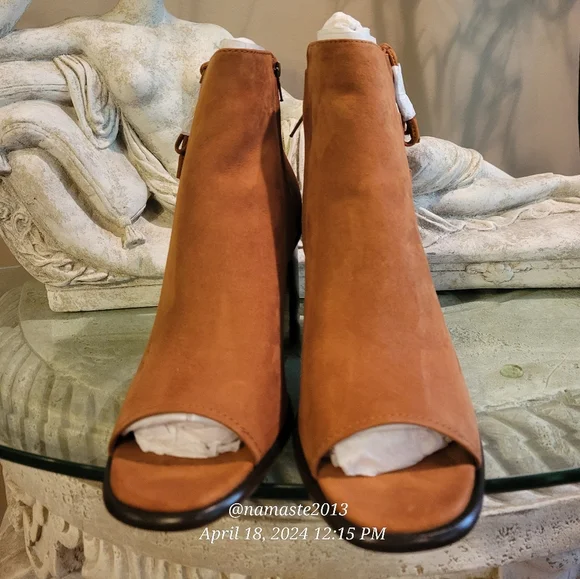 Frye Womens Amy Side Ghillie Suede Open Toe Heeled Ankle Booties